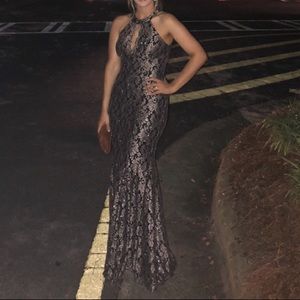 Black lace halter gown